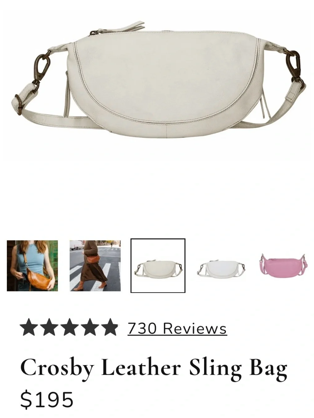 Latico Half-Moon Leather Crossbody Bag - Cream